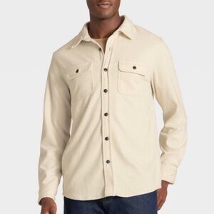 Goodfellow & Co Men's Comfort Soft Shacket Cream Button Up Long Sleeve M NWOT